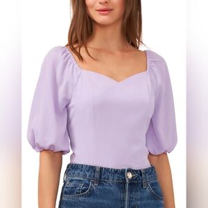 Riley & Rae Lilac Puff Sleeve Fitted Popover Blouse, Size Large, NWT